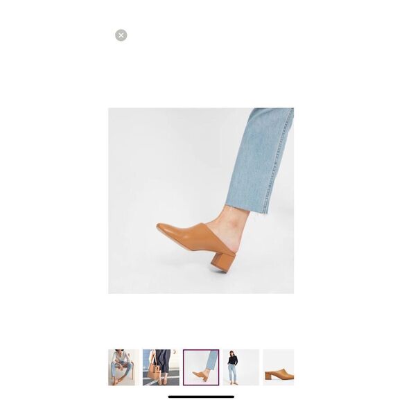 SZ 9.5M Everlane “The Day” Made in Italy Genuine Leather Heeled Mule in Tan - Picture 3 of 9